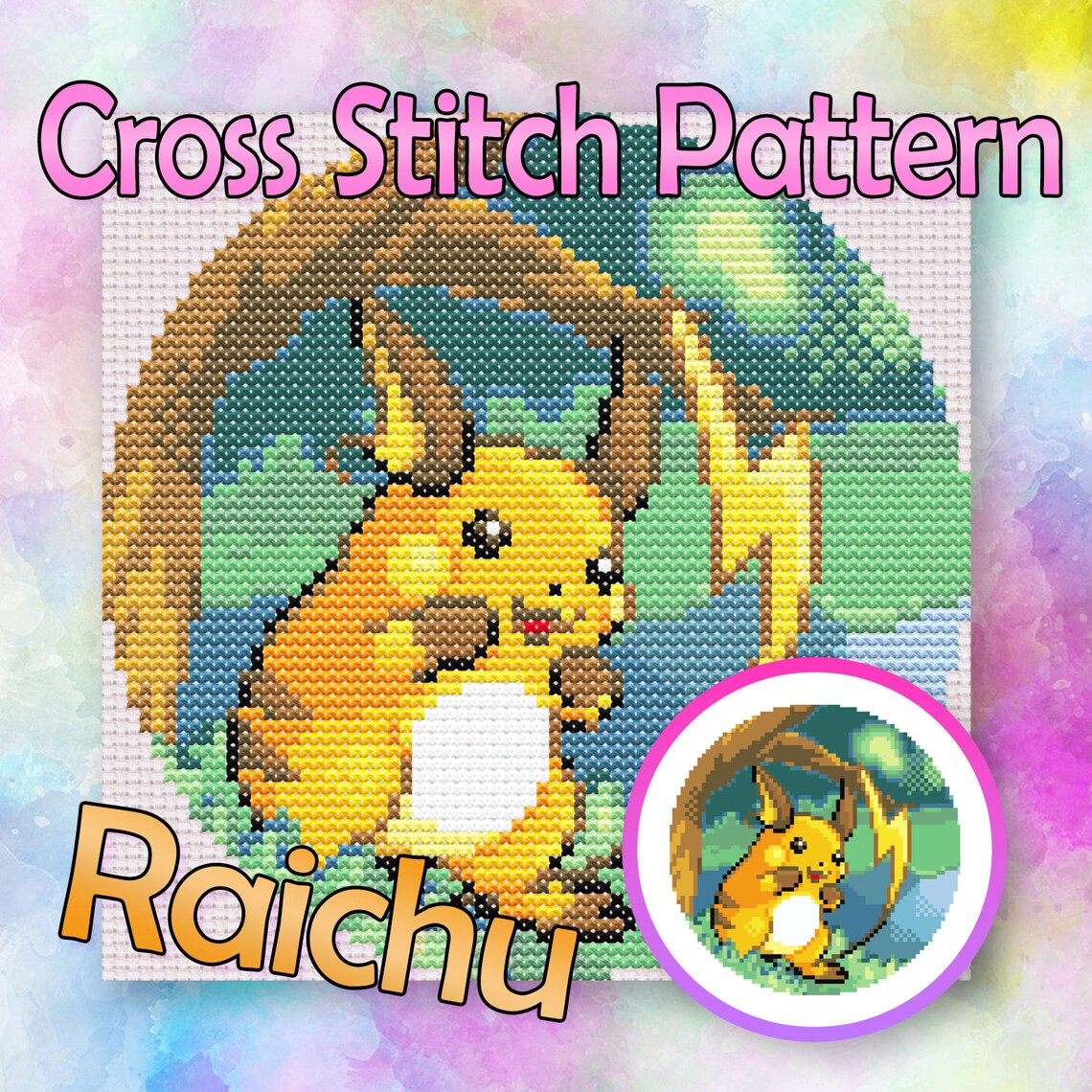Rachu Pattern Raichu Cross Stitch Pattern - Instant Download PDF! - Etsy