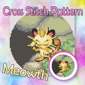 Meowth Cross Stitch Pattern - Instant Download PDF!