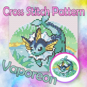Vaporeon Cross Stitch Pattern - Instant Download PDF!