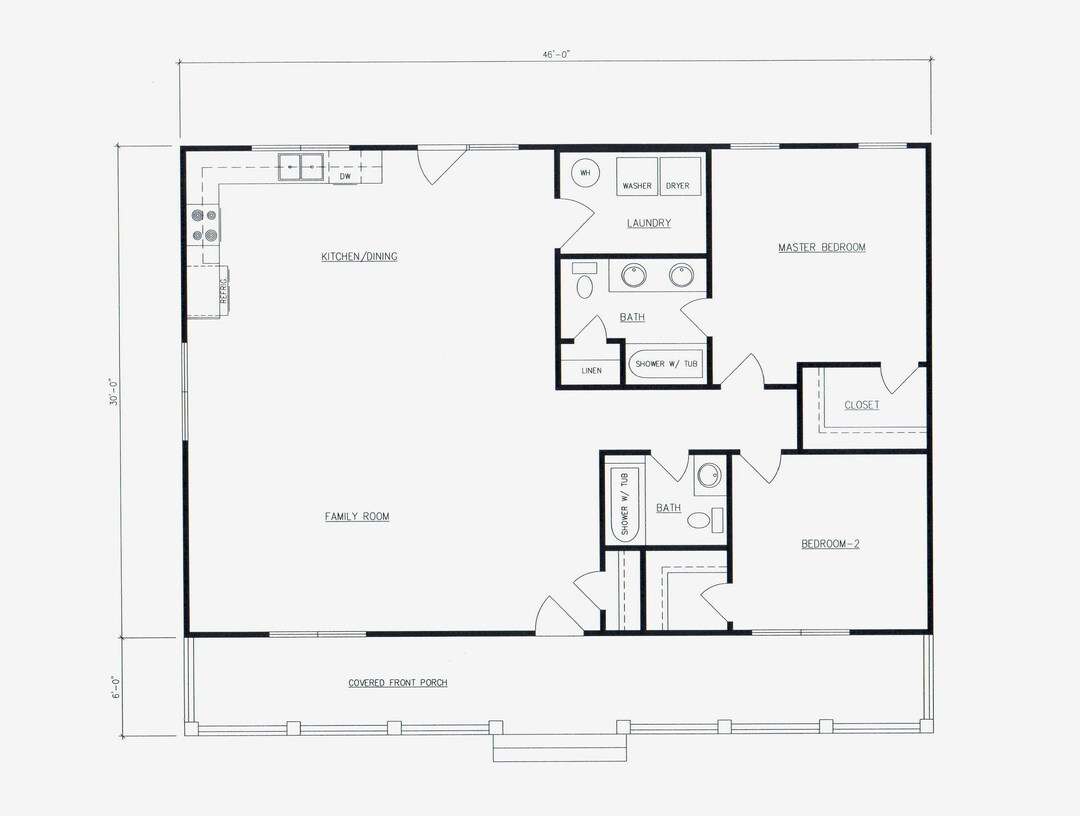 Simple Little 2 Bedroom 2 Bath Cabin 1380 Square Feet With Open Floor 