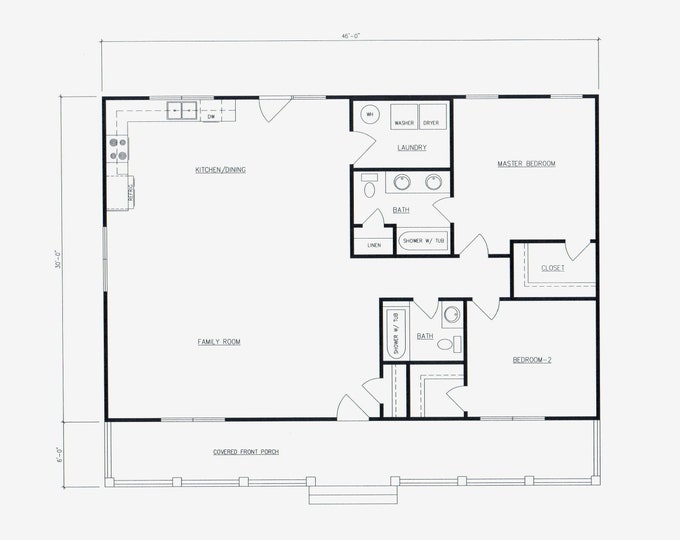 3 Bedroom 2 Bath House Plan Floor Plan With 2 Car Garage. Great Layout ...
