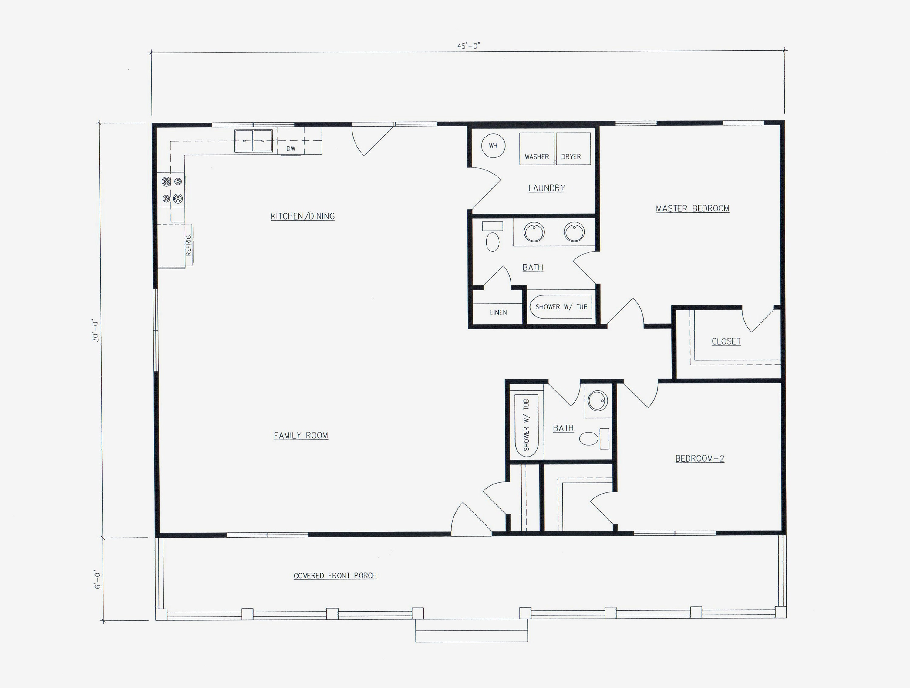 Simple Little 2 Bedroom 2 Bath Cabin 1380 Square Feet With Open Floor 