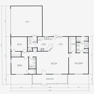 Huisplattegrond met 3 slaapkamers en 2 badkamers met garage voor 2 wagens. Geweldige lay-out van 1500 vierkante voet. Het huis van Houston. Grote slaapkamer en badkamer.
