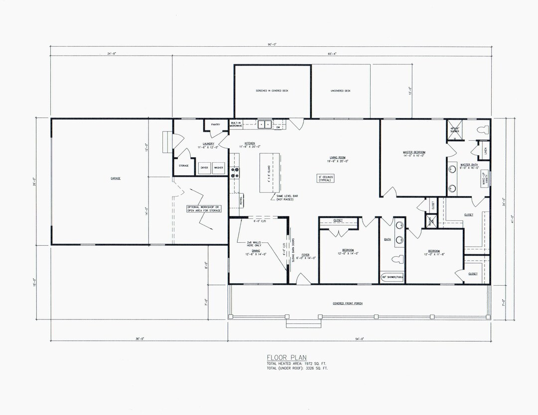 Simple 3 Bedroom 2 Bath House Plan Floor Plan Farmhouse Great Layout 