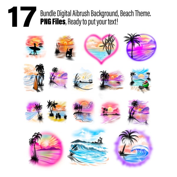 Airbrush digitaler Download (Beach Theme) 17 BUNDLE DESIGN