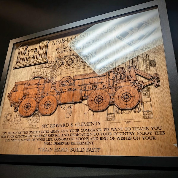 Custom TACTICAL VEHICLE Military Promotion Retirement Plaque Artwork Wall Art