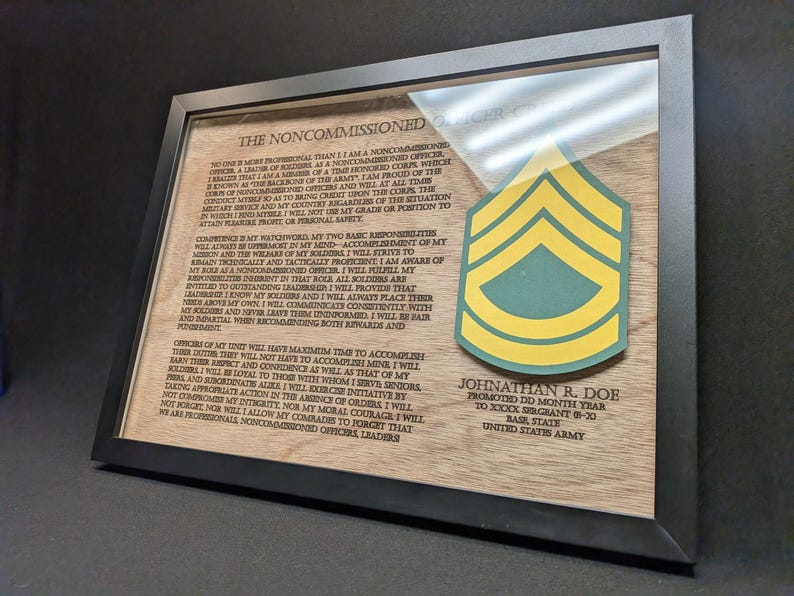 Army (E7) Sergeant First Class NCO Promotion Creed Framed Art Plaque - Etsy
