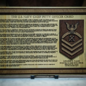 US Navy (E7-E9) Chief Petty Officer Creed Promotion Plaque