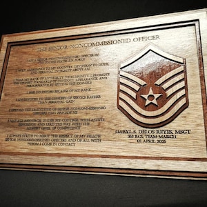 Air Force (E7) Master Sergeant Promotion Plaque