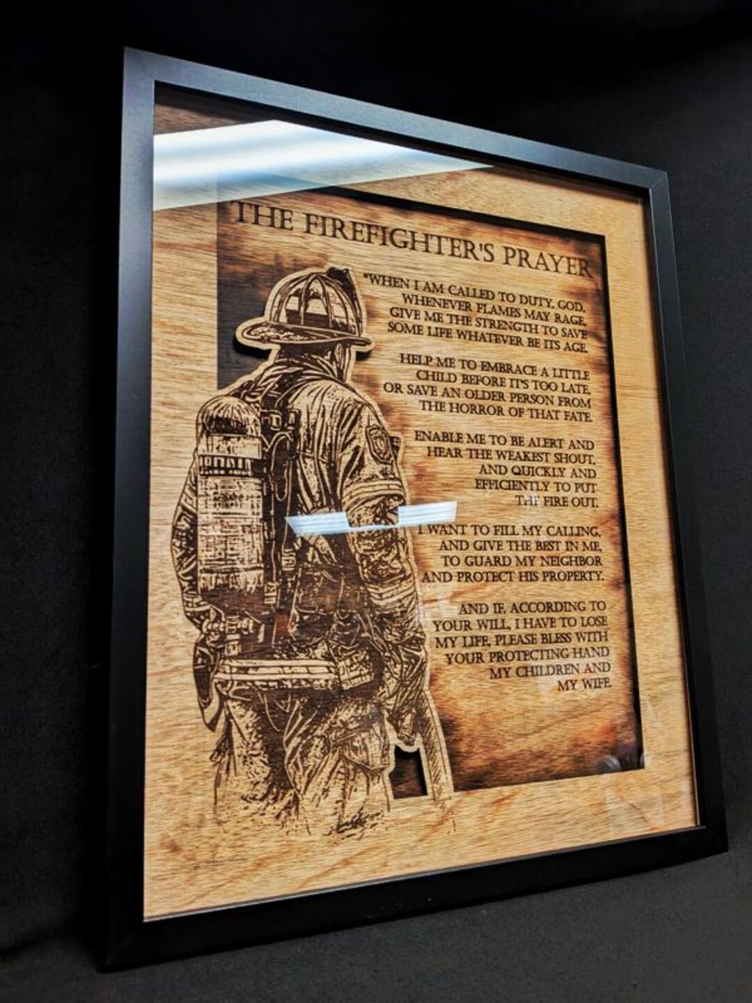 The Firefighters Prayer Framed Promotion Retirement Plaque Artwork Wall ...