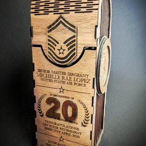 Military Organization Wine/Spirits Gift Box Arched Top Retirement Promotion Centerpiece