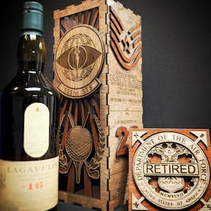 Military Organization Classic Vintage Wine/Spirits Gift Box - Square Top