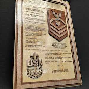 US Navy (E7-E9) Chief Petty Officer Promotion Plaque