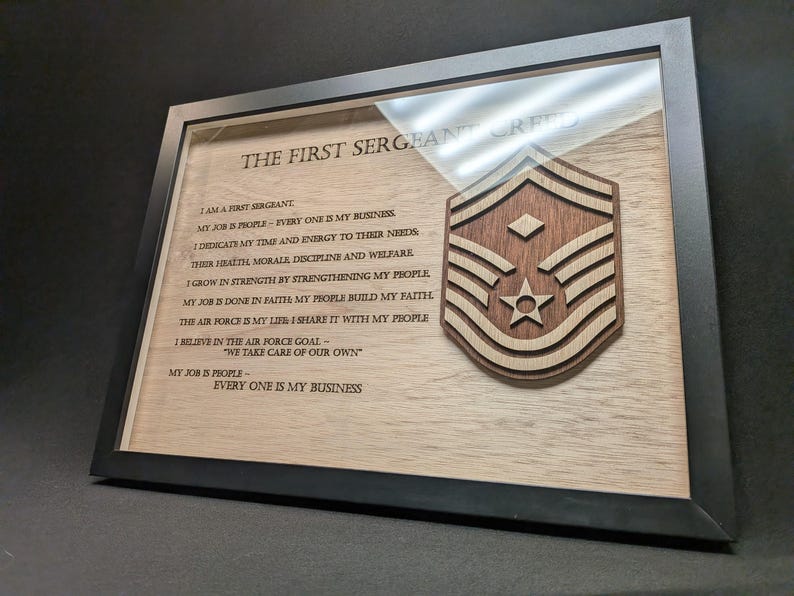 Air Force FIRST SERGEANT 1SGT (E7-E9) Creed Framed Art Plaque - Etsy