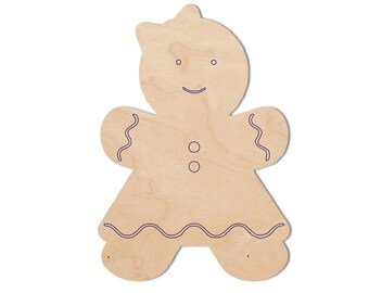 Unfinished Wooden Gingerbread Girl: Laser Cut DIY Craft Blank