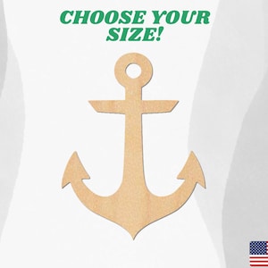 May include: Wooden anchor cutout, a nautical-themed craft supply.  Choose your size! Made in the USA.