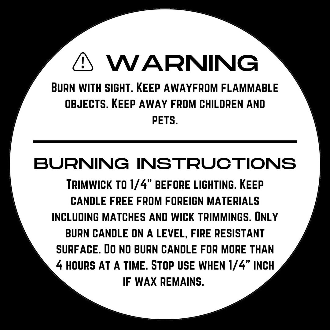 Candle Warning Label Digital Download Etsy