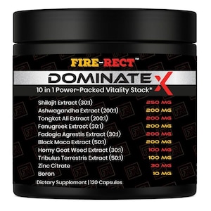 Dominate X - Men’s Daily Wellness Capsules – Herbal Vitality Blend with Shilajit, Ashwagandha, Tongkat Ali, Zinc – 120 Ct