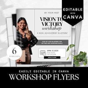 Workshop Flyer Templates for Canva Customizable - Editable Business & Coaching Masterclass Flyers, Instant Download Bundle of 6 BR01