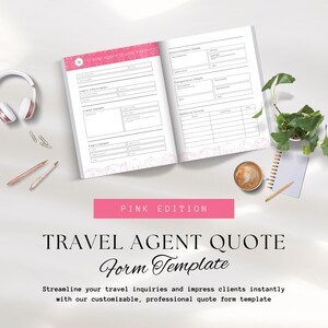 Travel Agent Inquiry Form Template, Trip Inquiry Questionnaire, Travel Quote, Client Intake, Booking Form, Editable Canva Template, Pink