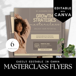 Masterclass Flyer Templates for Canva Customizable - Editable Business & Coaching Masterclass Flyers, Instant Download Bundle of 6 BR02
