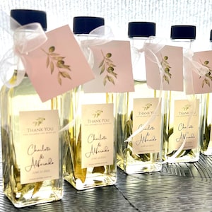 Mit Liebe, Hochzeitsgeschenken aus biologischem Olivenöl, 100-ml-Flaschen beschriftet