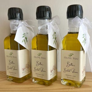 Custom Label Organic Olive Oil Wedding Favors, Infused with Herbs, 100 ml Bottles