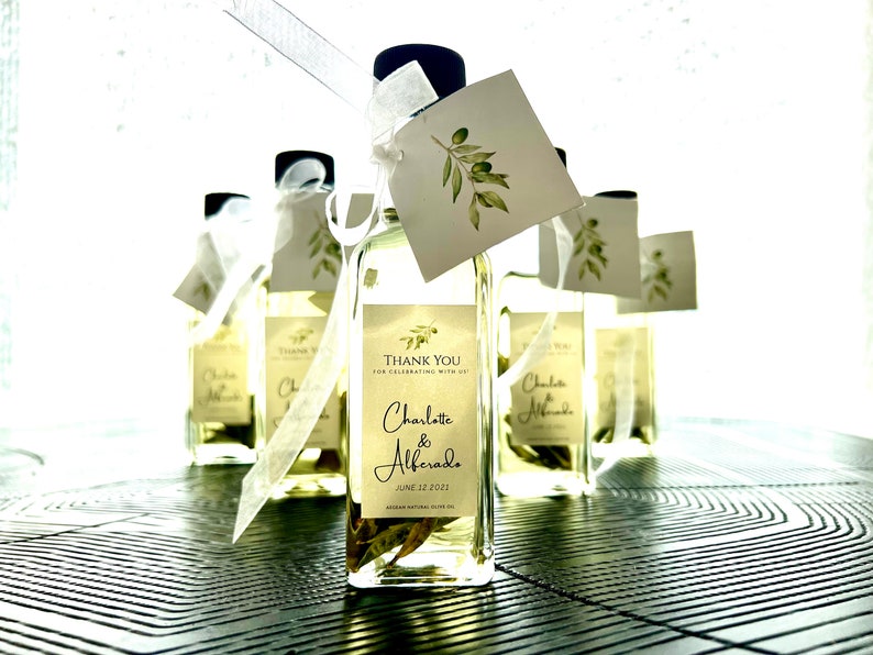 100ml Olive Oil wedding favors, Extra Virgin Olive Oil favors, Unique Olive Oil favors with Tags image 6