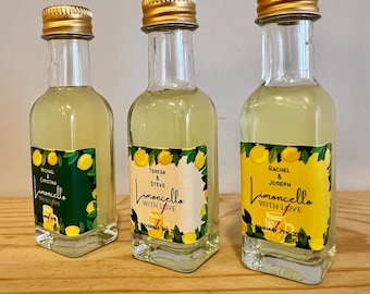 20ml Limoncello Wedding Favors, Personalized Label Event Beverages Bottles