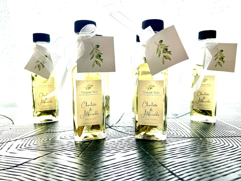 100ml Olive Oil wedding favors, Extra Virgin Olive Oil favors, Unique Olive Oil favors with Tags image 9