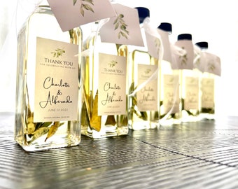 Aangepast label biologische olijfolie trouwbedankjes, flessen van 100 ml