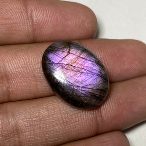 Cabochão de labradorita roxa brilhante - Perfeito para joias com fio - Pedra preciosa labradorita oval - Roxo deslumbrante de qualidade premium