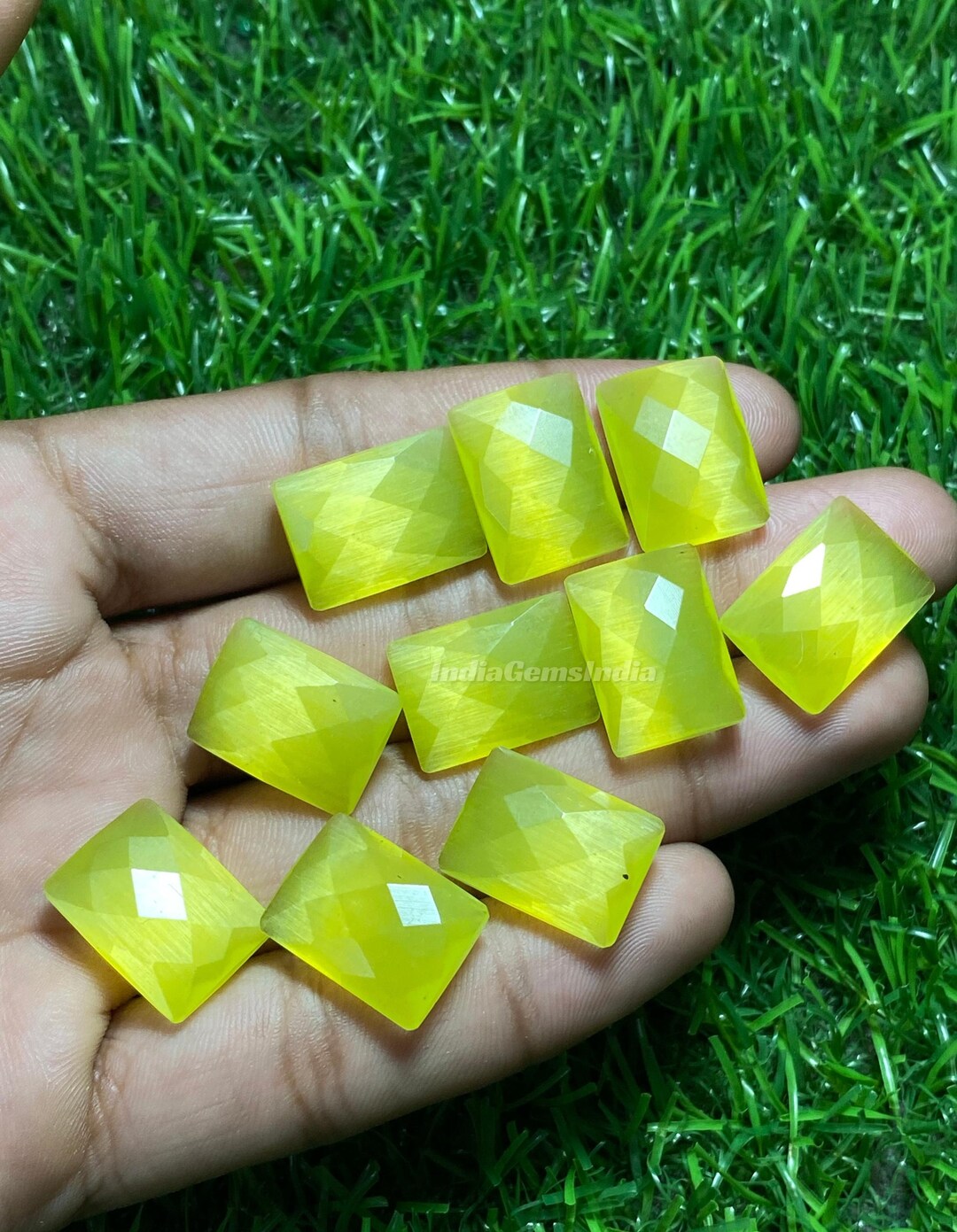 Lemon Glass Monalisa Stone: Rectangle Checker Cut, 10x12-20x30mm - Etsy