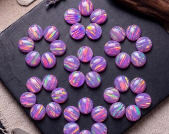 Pink Gilson Opal Doublet Cabochon: Round Flat Back Gemstone (5-15mm