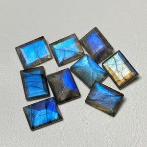 Faceted Labradorite Rectangle Shape Both Side Cut Blue Flash For Jewelry Making Bulk Wholesale