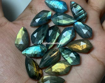 Natural Kite Labradorite Gemstone, Rose Cut Faceted Loose Stone for Jewelry Making