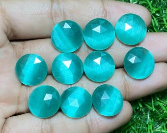 Handmade Green Monalisa Glass Stone: Round Rose Cut Cabochon (6-30 MM)