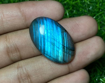 Very Rare Quality ~ Sky Blue Fire Labradorite Cabochon Oval Shape Size - 20x32.50x6 MM. Hand Polish Loose Gemstone For Neckless Jewelry.