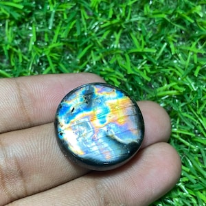 Iridescent Purple Labradorite Cabochon - Perfect for Crafting Unique Jewelry - 25X25X6 MM Eye-Catching Gemstone for Unique DIY Projects