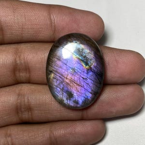 Ethereal Purple Flash Labradorite Cabochon - Perfect for Elegant Jewelry Making Size - 24.50x32x7 MM Oval Shape Ideal for Stunning Necklace