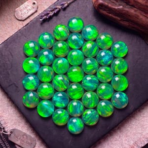 Aurora Opal Cabochon: Lab Created Round Gemstone (5-25 mm)