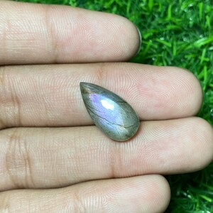 Glowing - Full Purple Fire Labradorite Cabochon Both Side Polish Pear Shape Size - 10x26x6 MM Loose Gemstone For Making Wire Wrap Jewelry