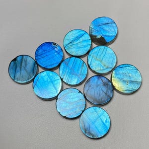 Blue Flash Labradorite Cabochon: Round Flat Gemstone (6-30 MM)