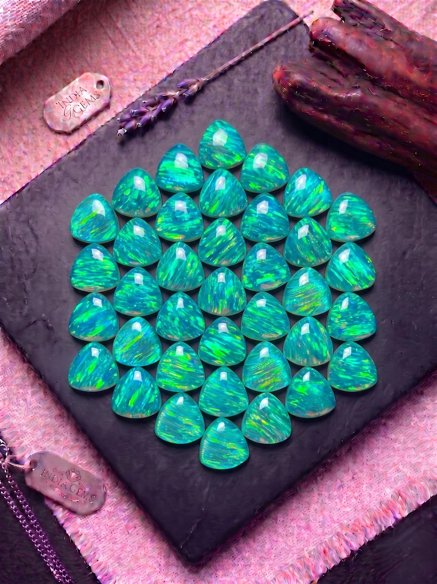 Green Gilson Opal Cabochon: Trillion Flat Back for Jewelry Making
