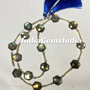 Luxus Feuer Labradorit Edelstein Perlen Set - 15 Stück Sechseck Form, Größen 8-30 mm Edelstein Perlen Set - 15 Stück Sechseck Form