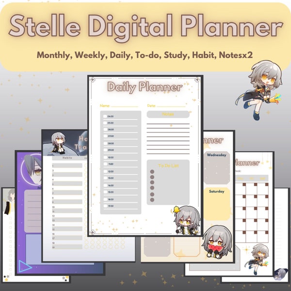 Honkai Star Rail STELLE trailblazer digital planner, star rail digital download, stelle digital planner, honkai digital planner download