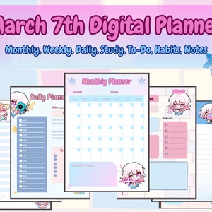 Honkai Star Rail March 7th digital planner, star rail digital download, march seventh digital planner, honkai digital planner download,