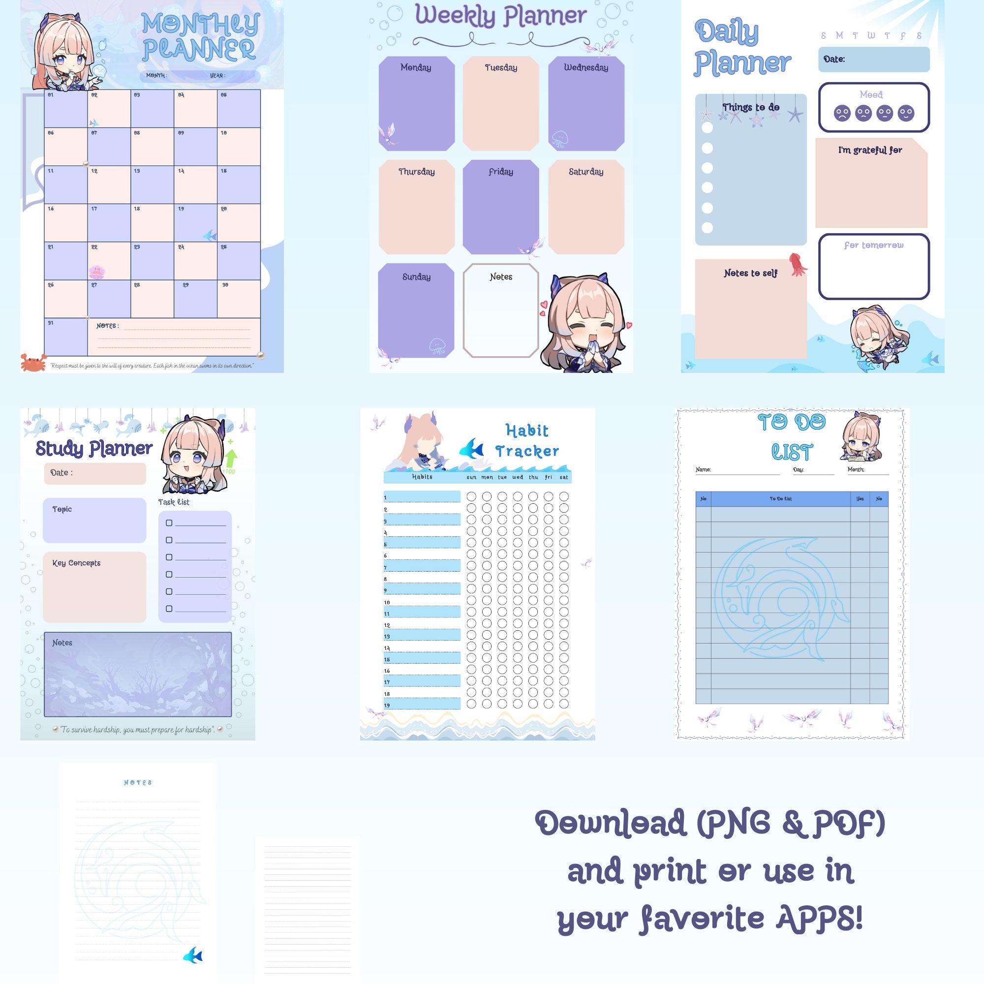 KOKOMI Digital Planner, Genshin Impact Kokomi Digital Download Planner ...