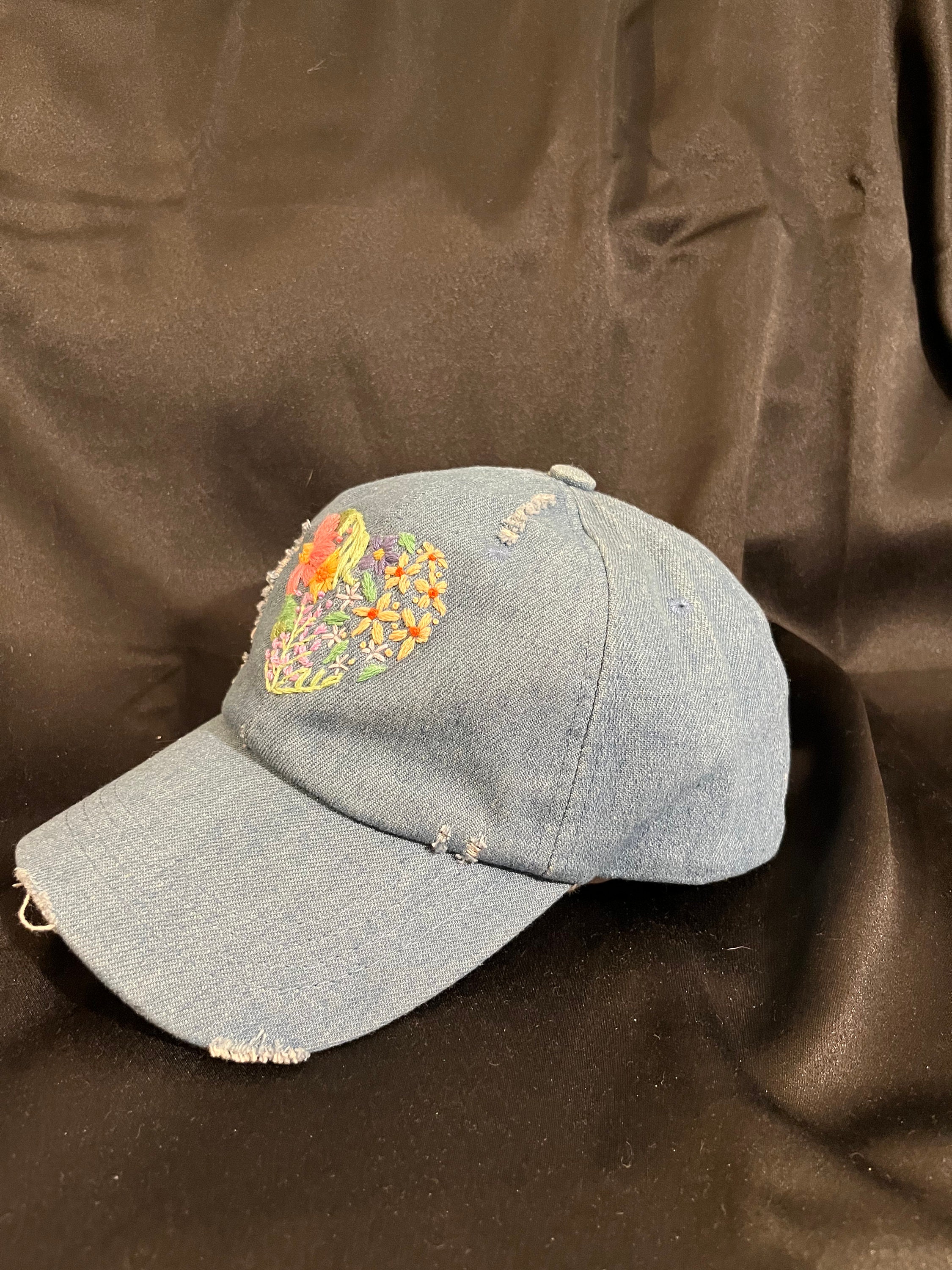 Hand Embroidered Floral Baseball Hat Baseball Cap Trucker - Etsy