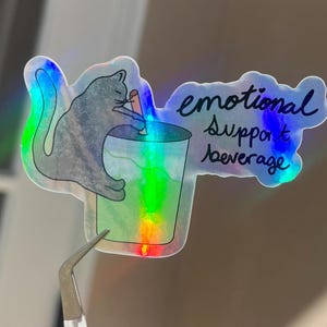 Emotional Support Beverage Sticker / Katzenaufkleber / Wasserflasche Sticker / Lustiger Aufkleber / Gestanzter Aufkleber / Handgemachtes Design / lilchonkstudio
